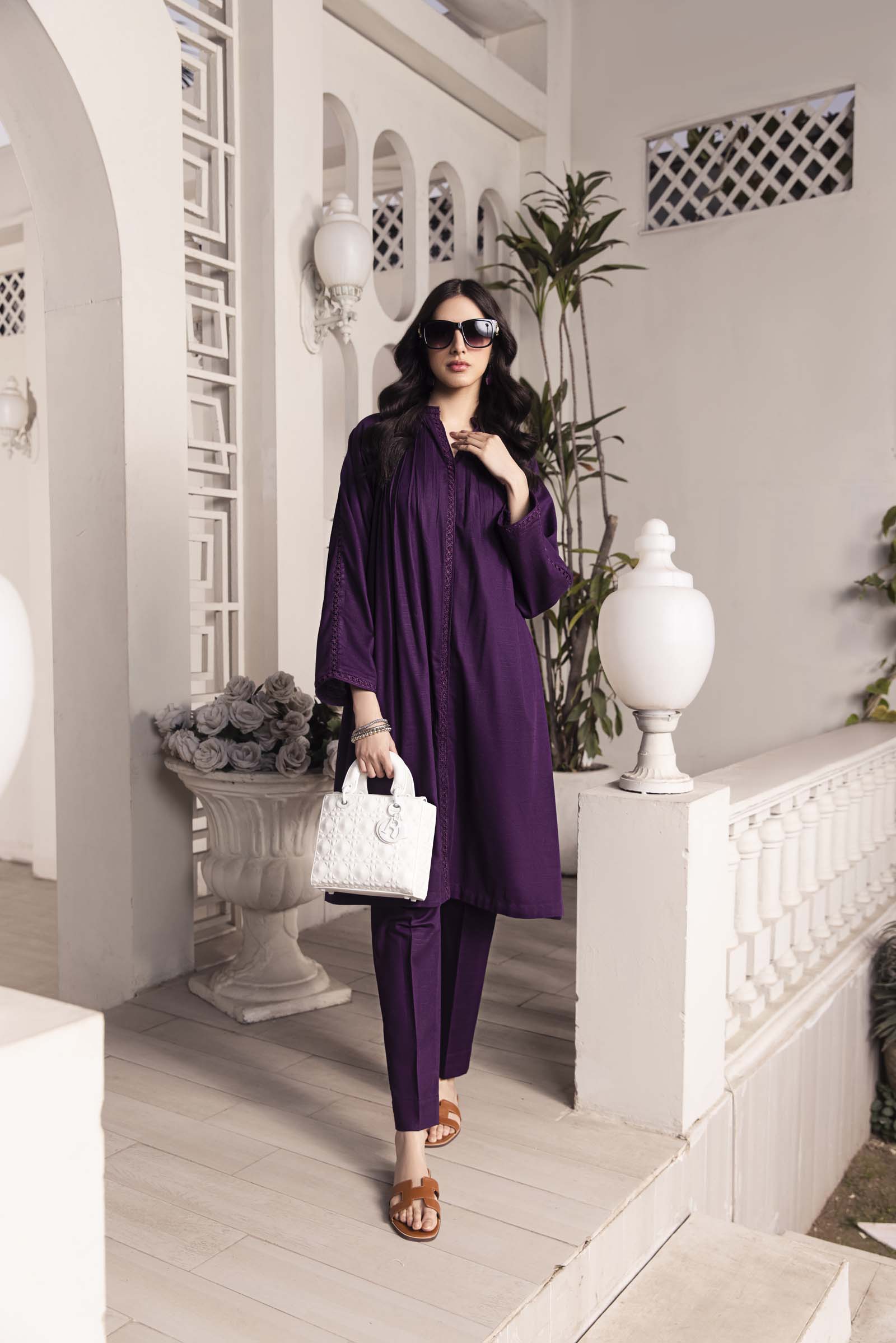Plum Embroidered 2 Piece Suit | Izel | Emel