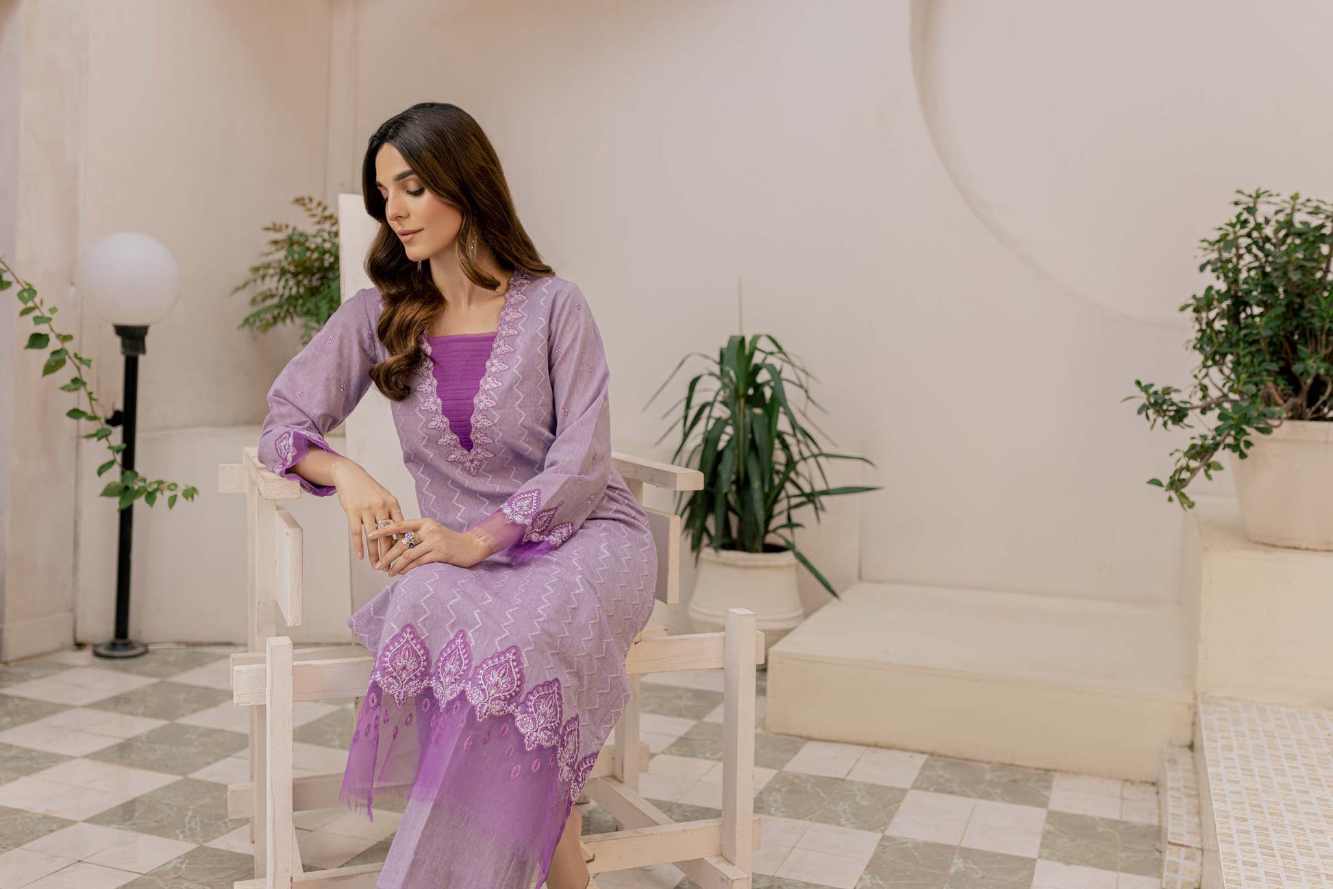 Lilac Embroidered 2 Piece Suit | Izel | Afsoon