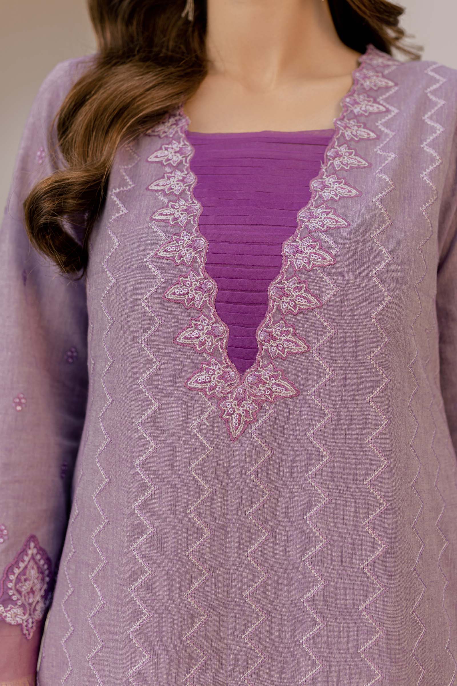 Lilac Embroidered 2 Piece Suit | Izel | Afsoon
