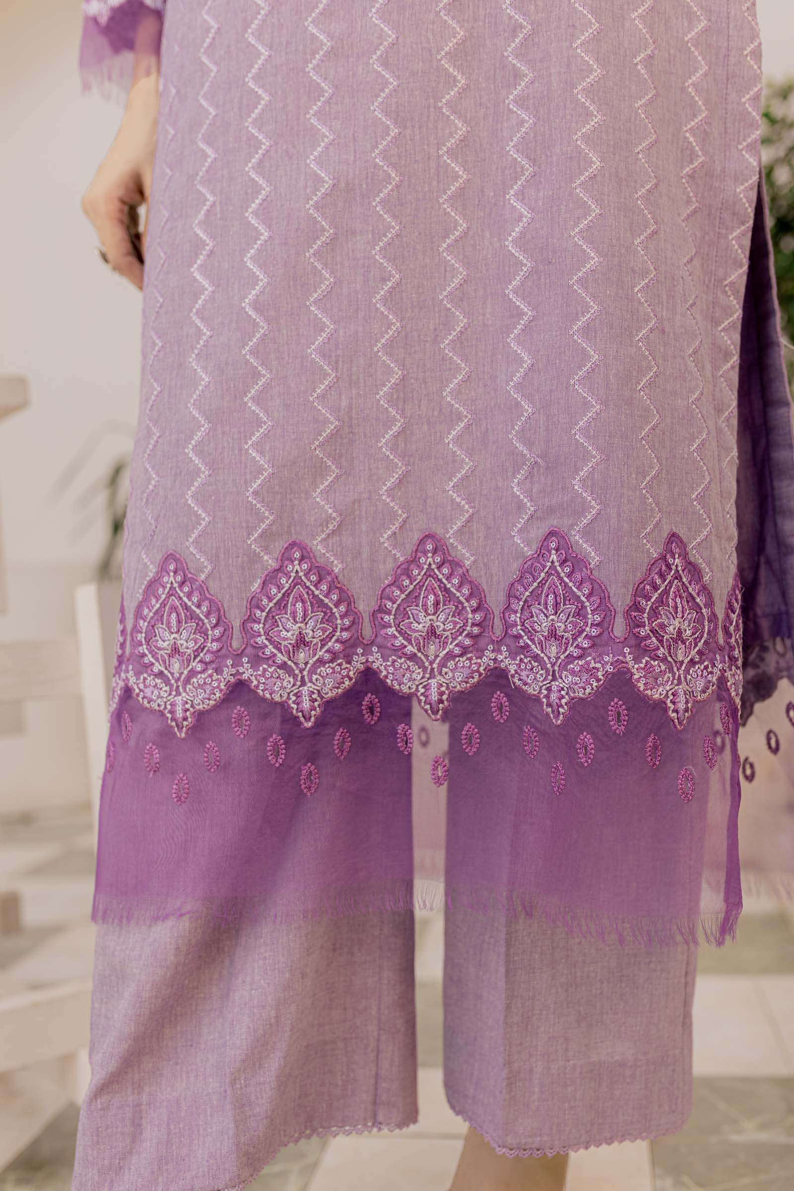 Lilac Embroidered 2 Piece Suit | Izel | Afsoon