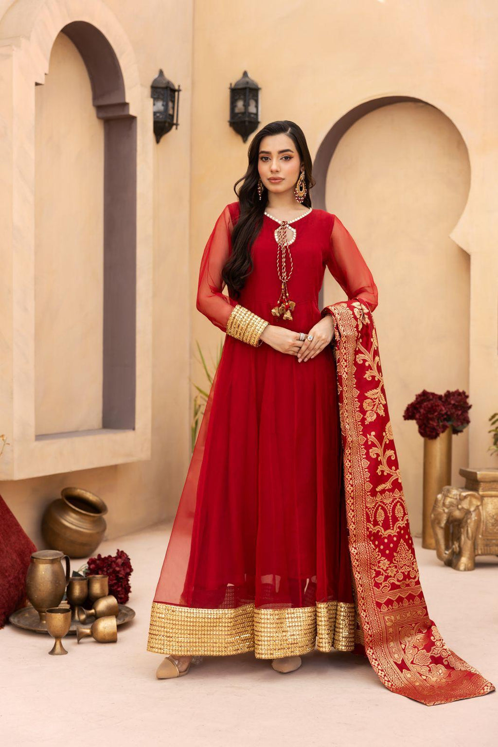 Red Anarkali Suit | SK Designs | Design 4