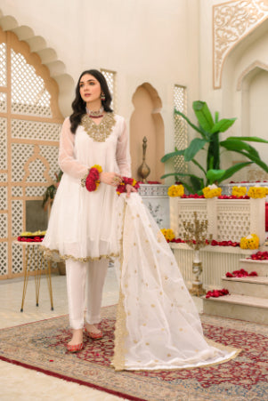 White Adda Work Formal 3 Piece Suit | Mumtaz | Bano