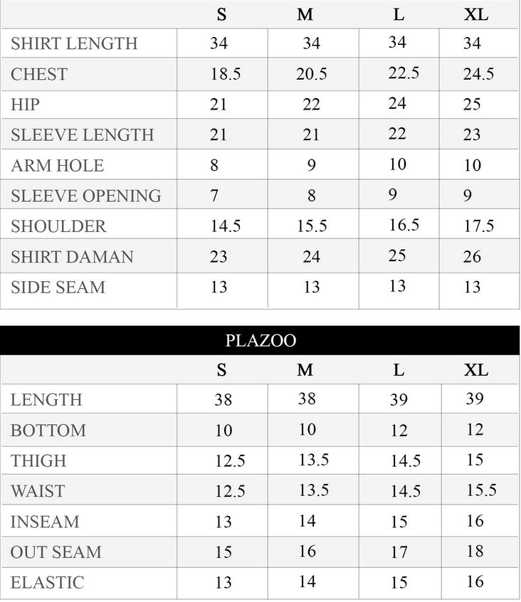 Size chart for Printed Black & Red Silk Lawn 2 Piece Co-Ord | Essentials | ESS01