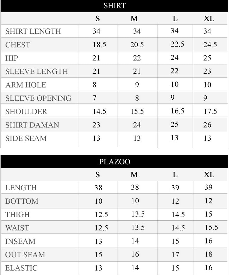 Size chart for Printed Blue & Yellow Silk Lawn 2 Piece Co-Ord | Essentials | ESS02