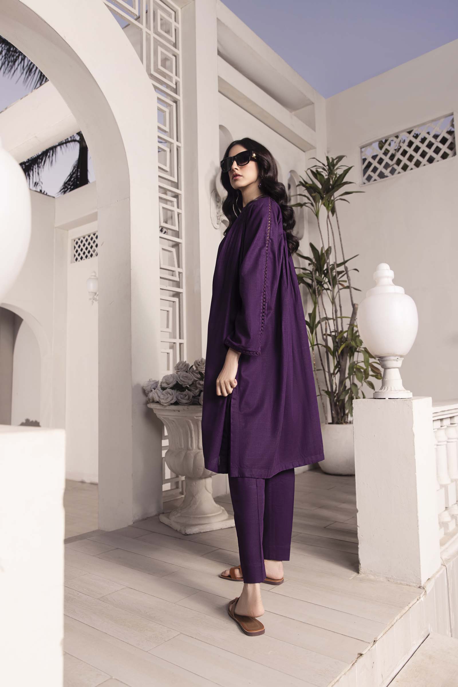 Plum Embroidered 2 Piece Suit | Izel | Emel