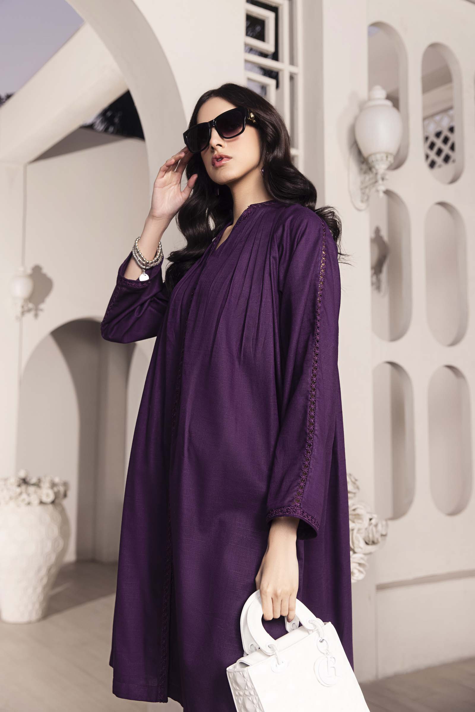 Plum Embroidered 2 Piece Suit | Izel | Emel