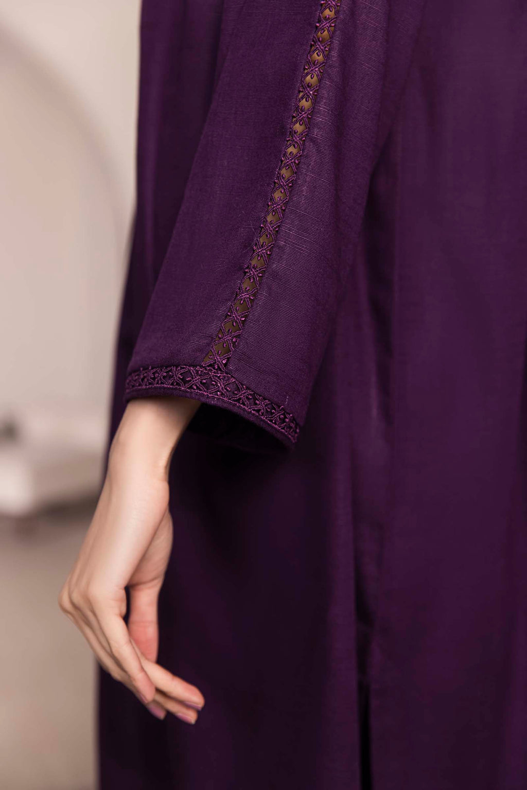 Plum Embroidered 2 Piece Suit | Izel | Emel