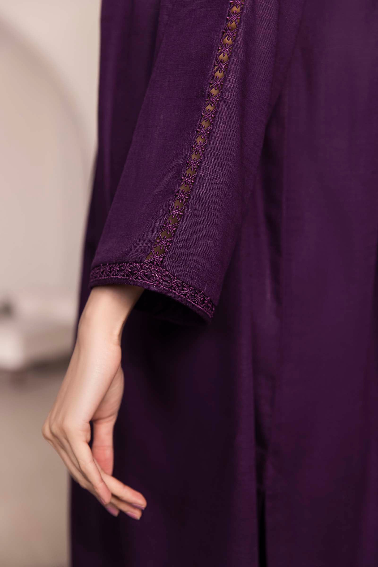 Plum Embroidered 2 Piece Suit | Izel | Emel