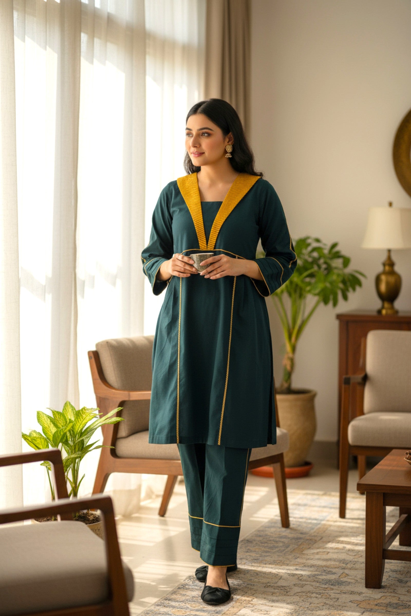 Green Khaddar 2 Piece | Khaddar Edit ’25 | Naira