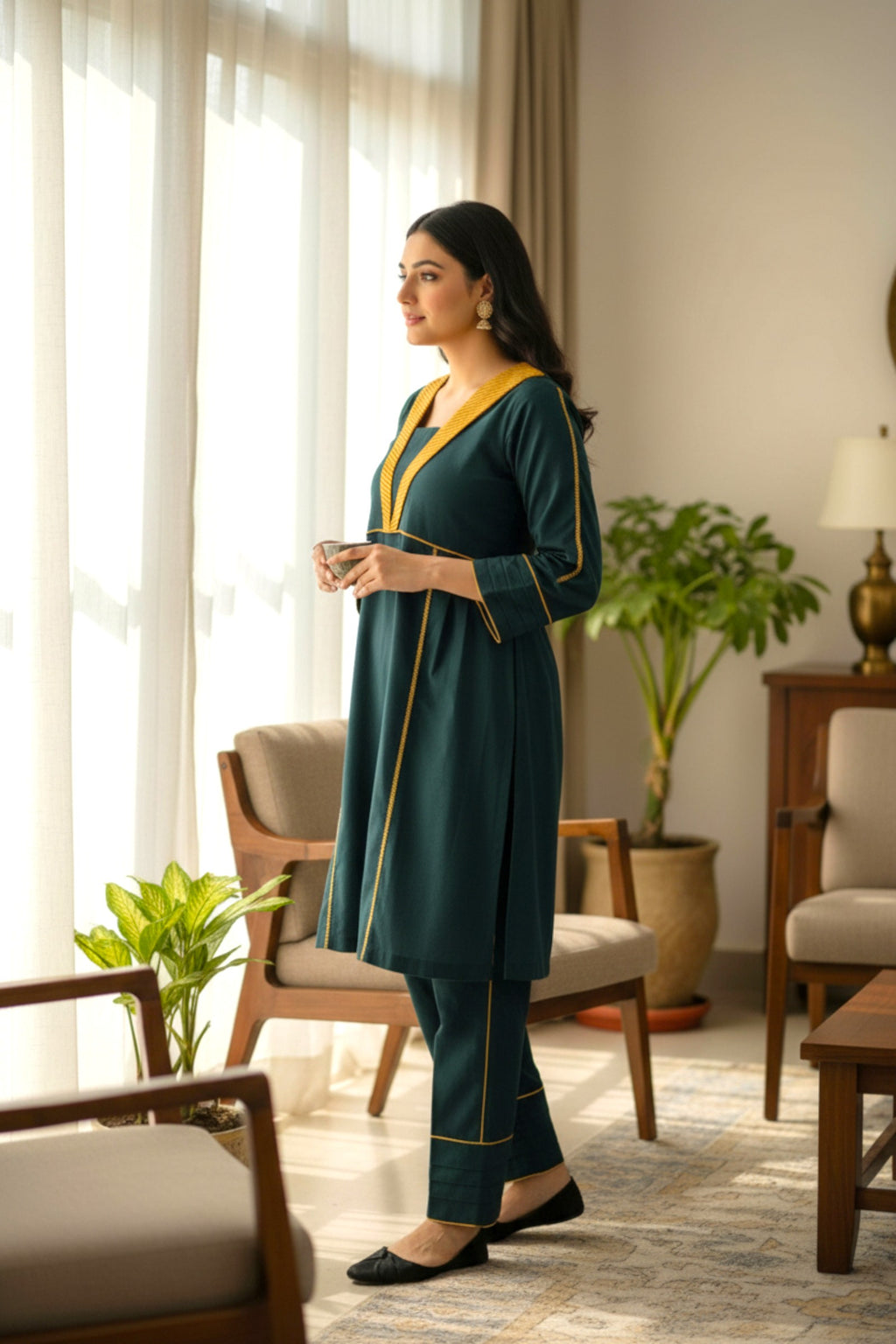 Green Khaddar 2 Piece | Khaddar Edit ’25 | Naira