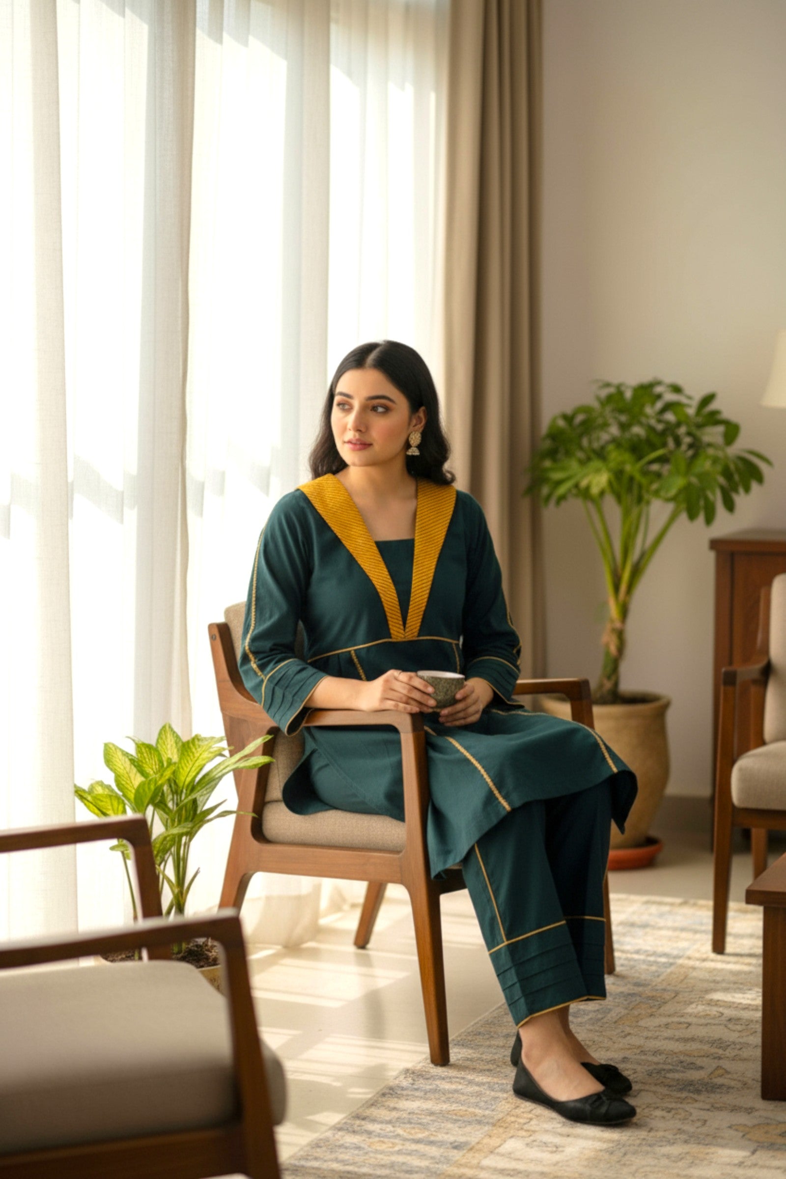 Green Khaddar 2 Piece | Khaddar Edit ’25 | Naira