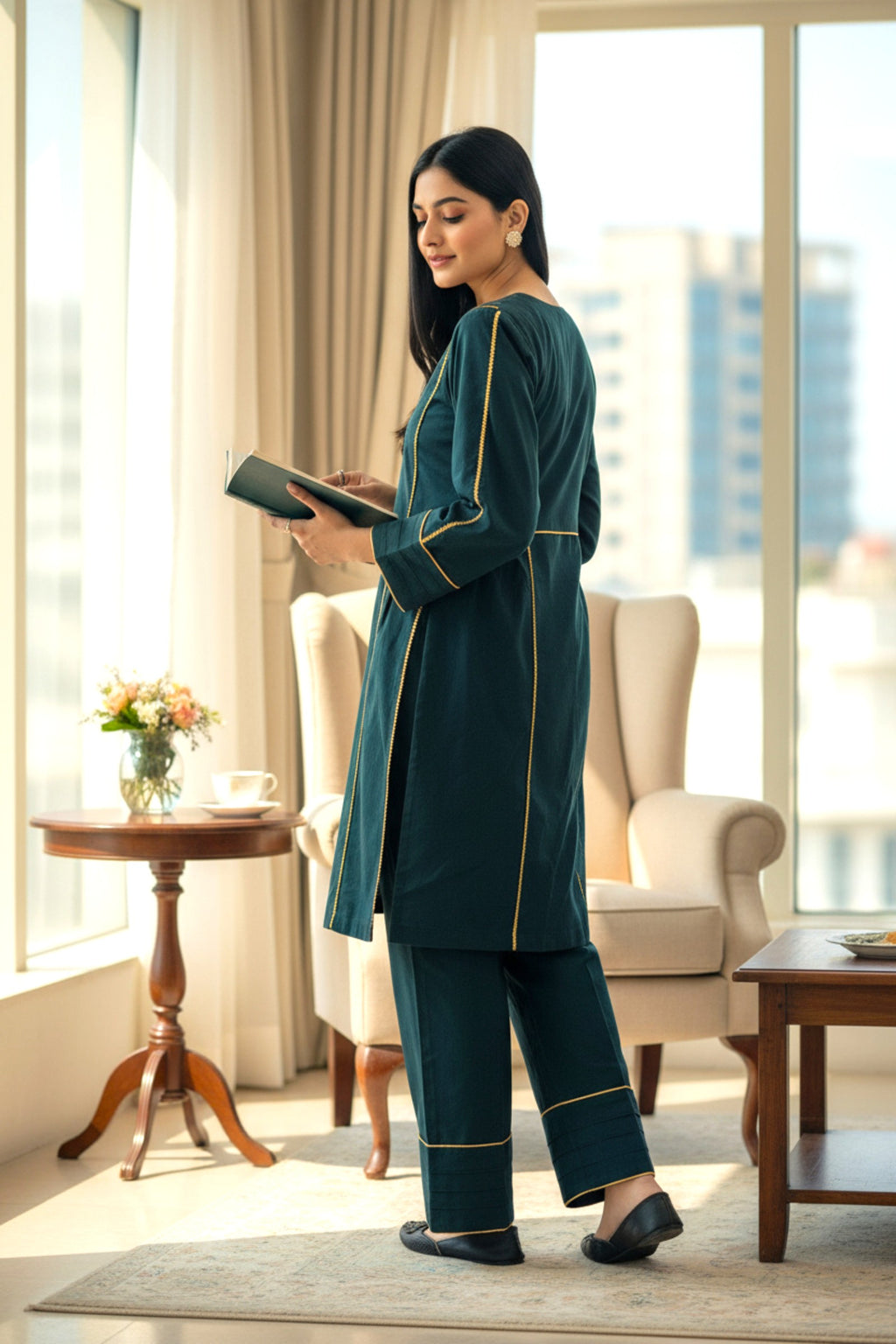 Green Khaddar 2 Piece | Khaddar Edit ’25 | Naira