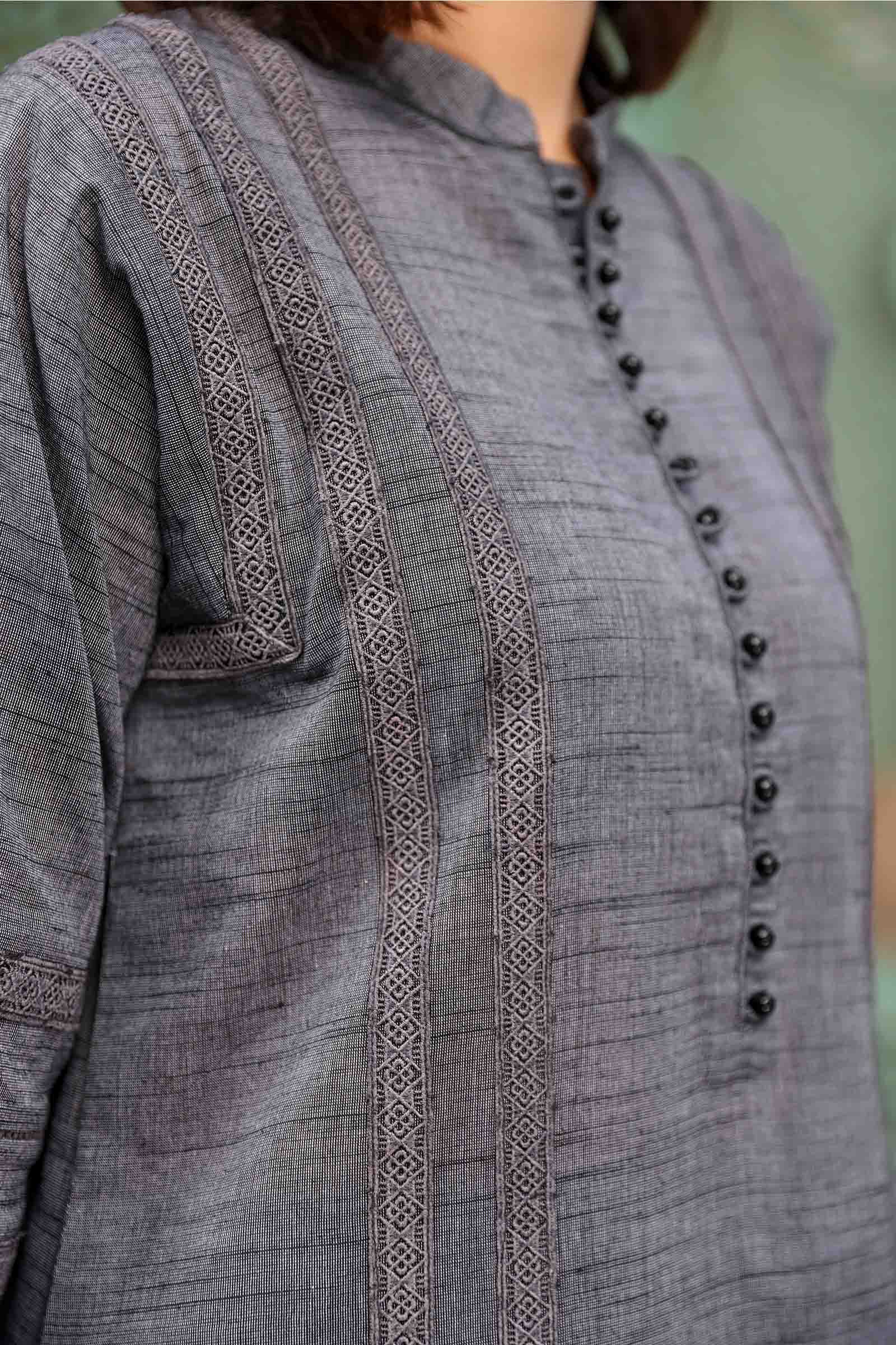 Grey Textured 2 Piece Suit | Izel | Serin