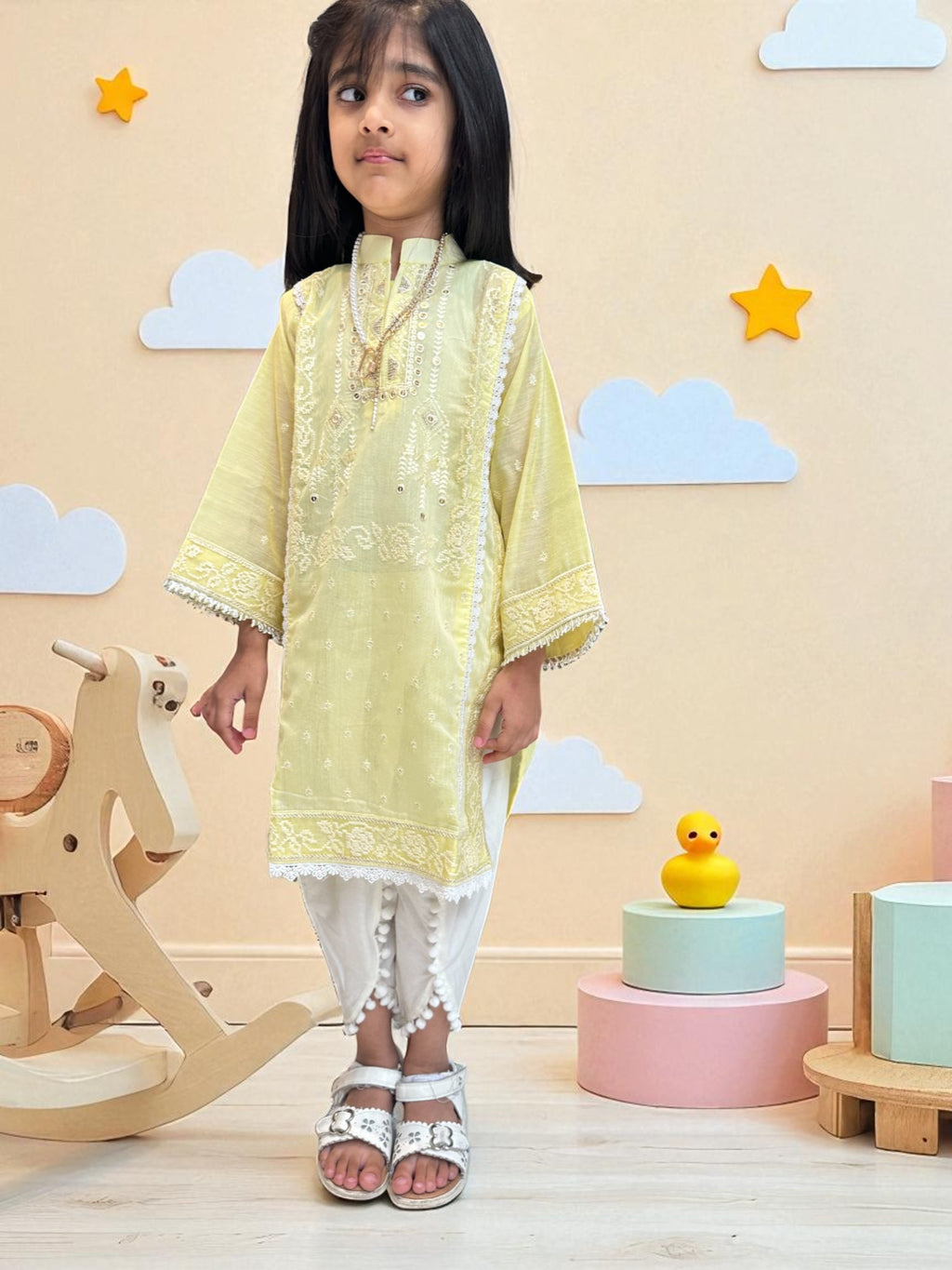 Lemon Yellow 3 Piece Suit with Tulip Pants | Kids | KZ005