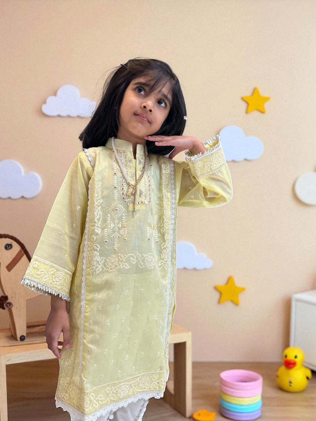 Lemon Yellow 3 Piece Suit with Tulip Pants | Kids | KZ005