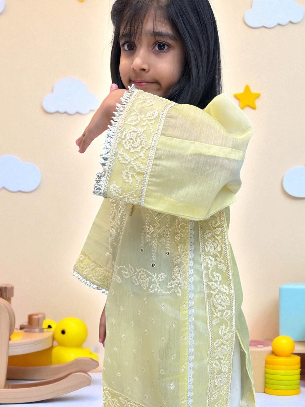 Lemon Yellow 3 Piece Suit with Tulip Pants | Kids | KZ005