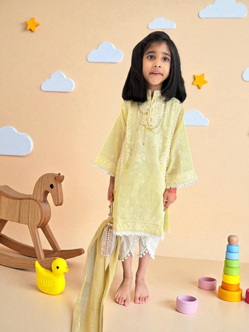 Lemon Yellow 3 Piece Suit with Tulip Pants | Kids | KZ005