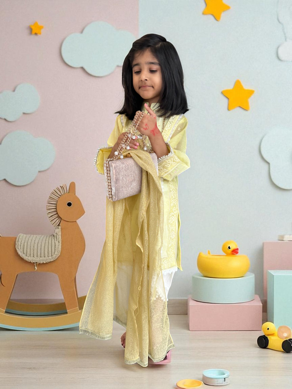 Lemon Yellow 3 Piece Suit with Tulip Pants | Kids | KZ005