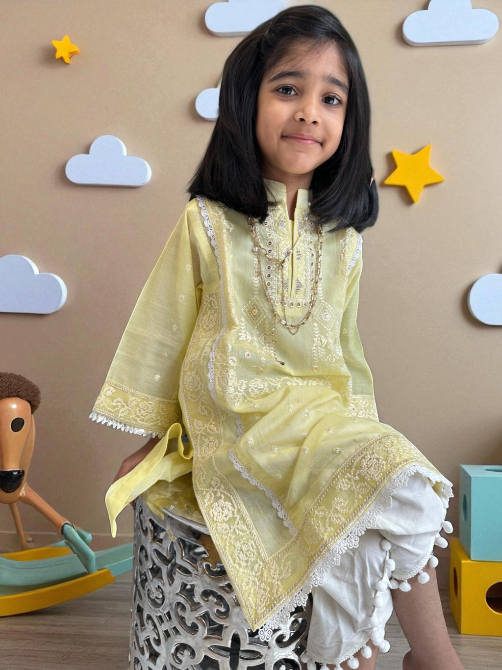 Lemon Yellow 3 Piece Suit with Tulip Pants | Kids | KZ005