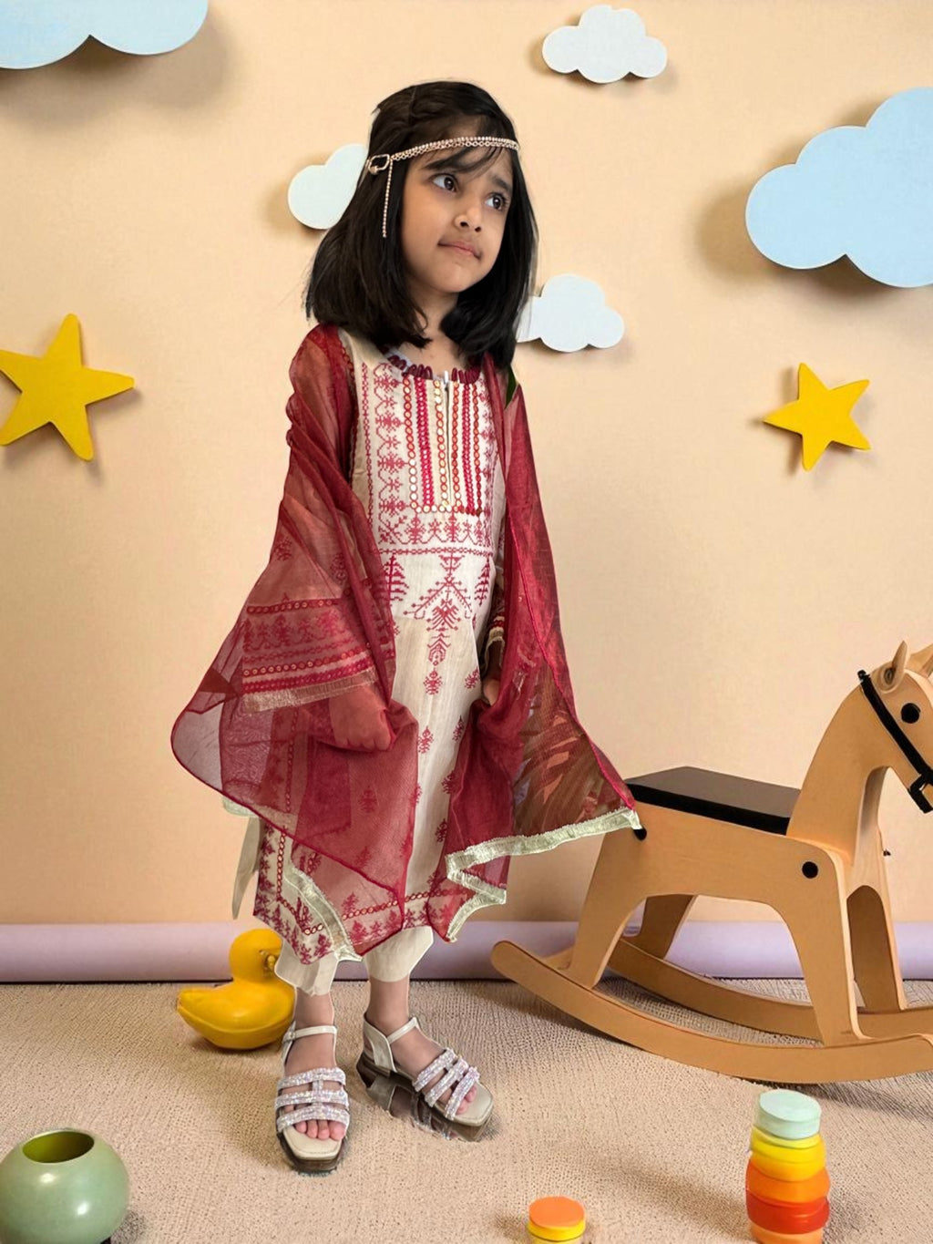 Mirror Work Embroidered 3 Piece Outfit | Kids | KZ011