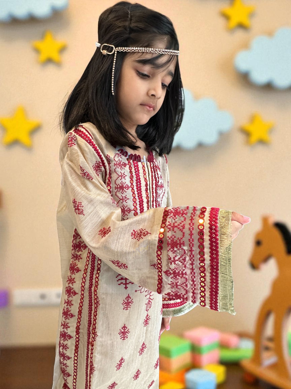 Mirror Work Embroidered 3 Piece Outfit | Kids | KZ011