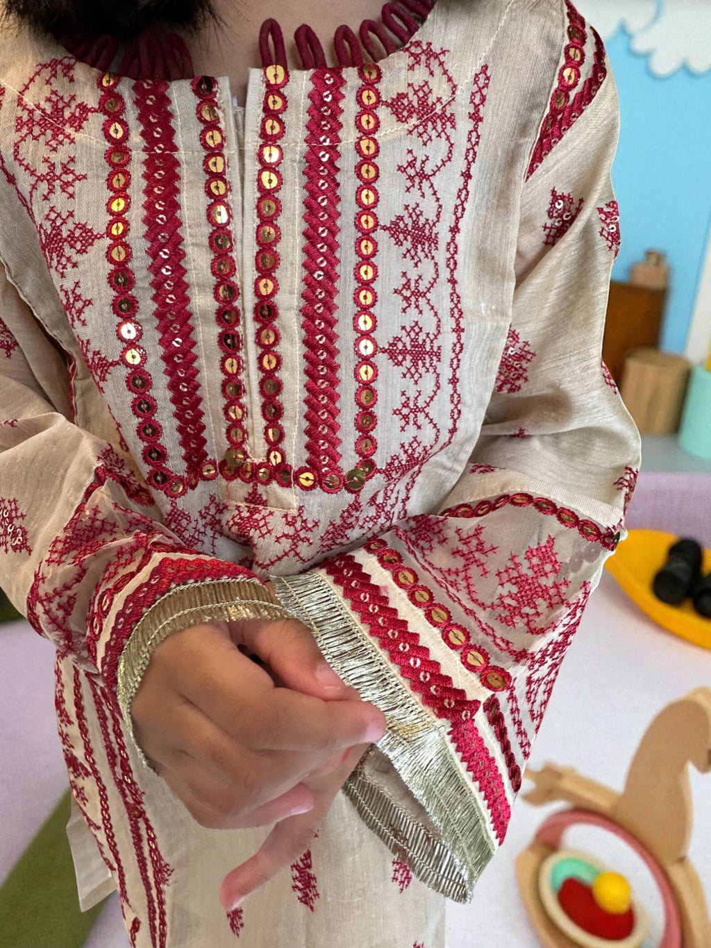 Mirror Work Embroidered 3 Piece Outfit | Kids | KZ011