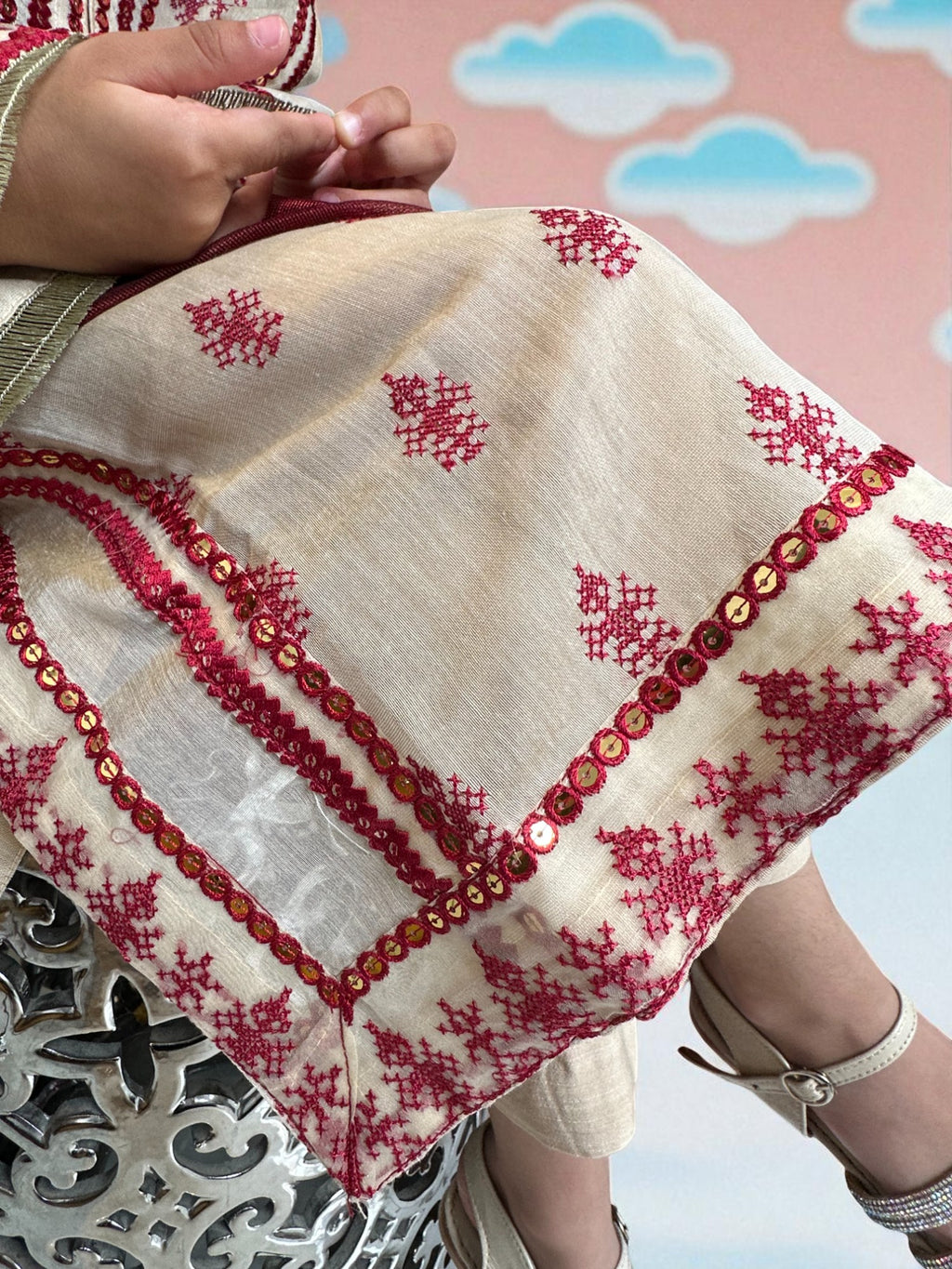 Mirror Work Embroidered 3 Piece Outfit | Kids | KZ011