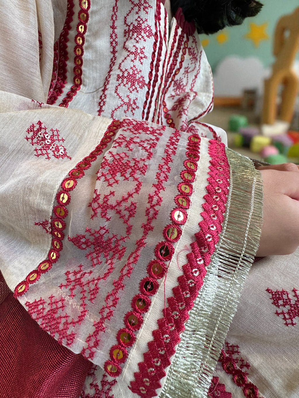 Mirror Work Embroidered 3 Piece Outfit | Kids | KZ011