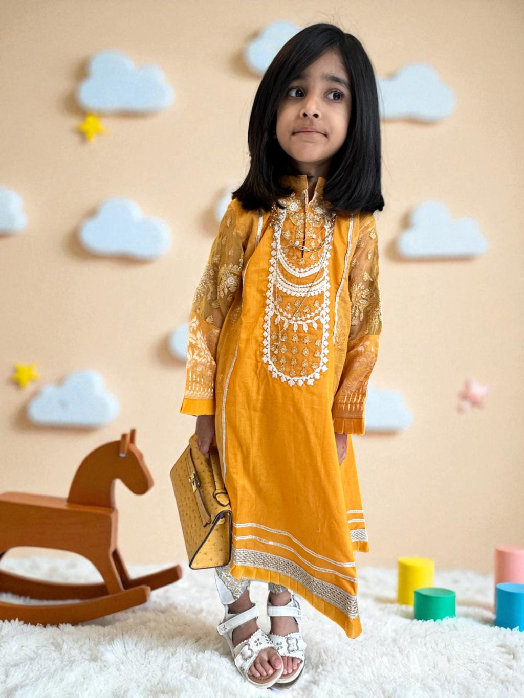 Block Print Tulip Pants Frock | Kids | KZ013