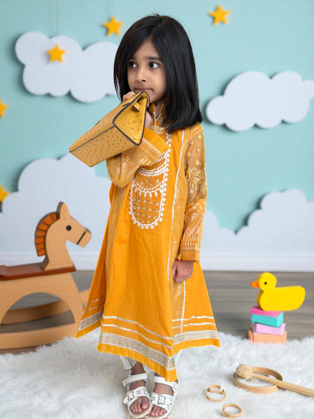 Block Print Tulip Pants Frock | Kids | KZ013