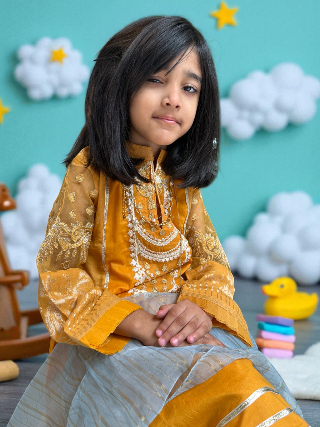 Block Print Tulip Pants Frock | Kids | KZ013