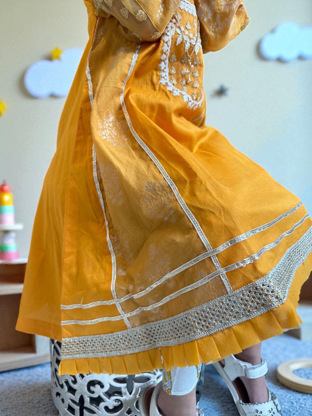 Block Print Tulip Pants Frock | Kids | KZ013