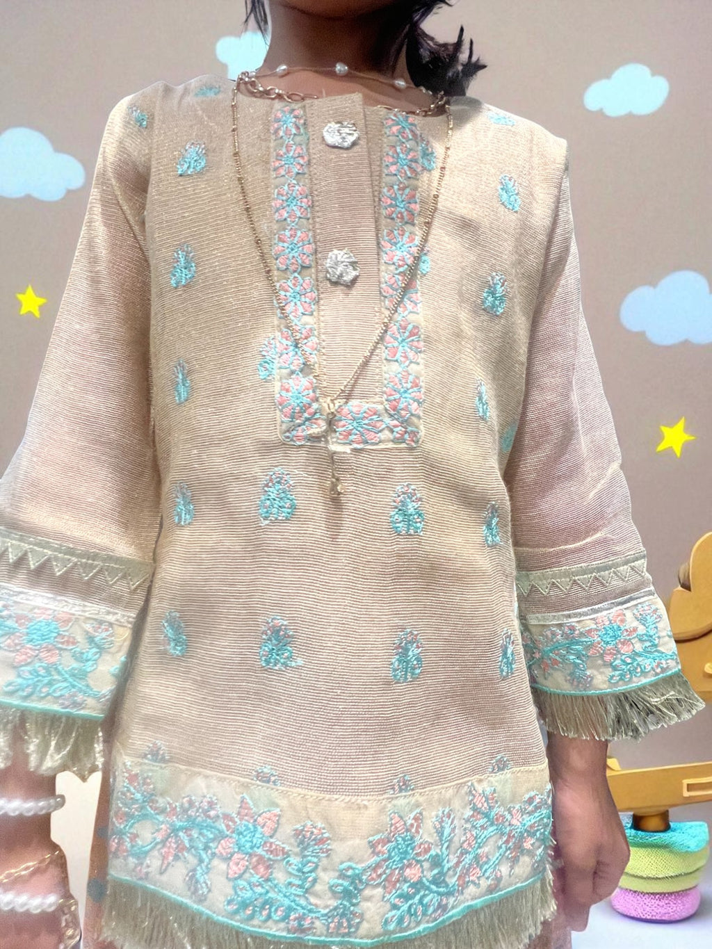 Block Print Lengha 3 Piece Outfit | Kids | KZ015
