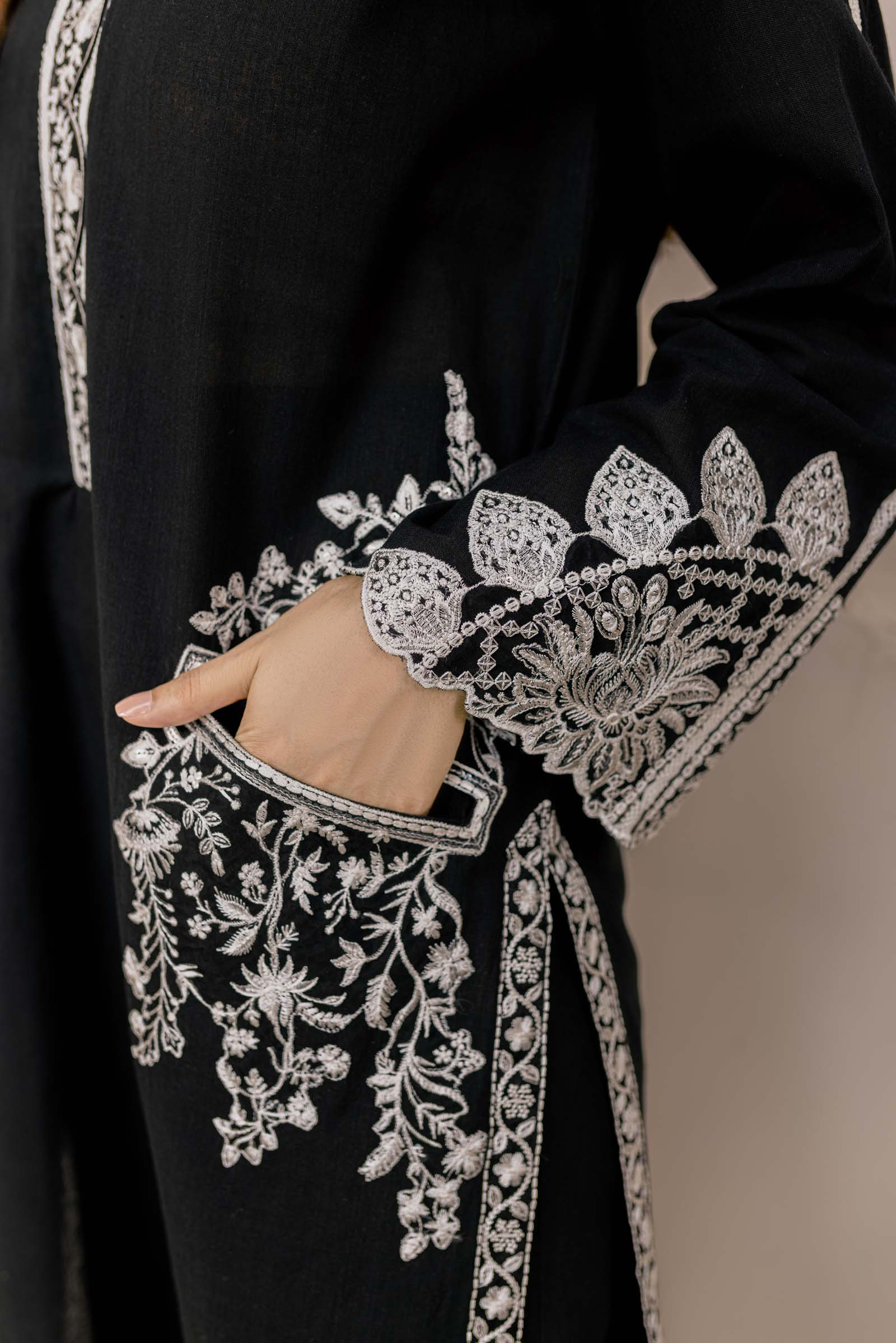 Black Embroidered 2 Piece Suit | Izel | Kafiyat