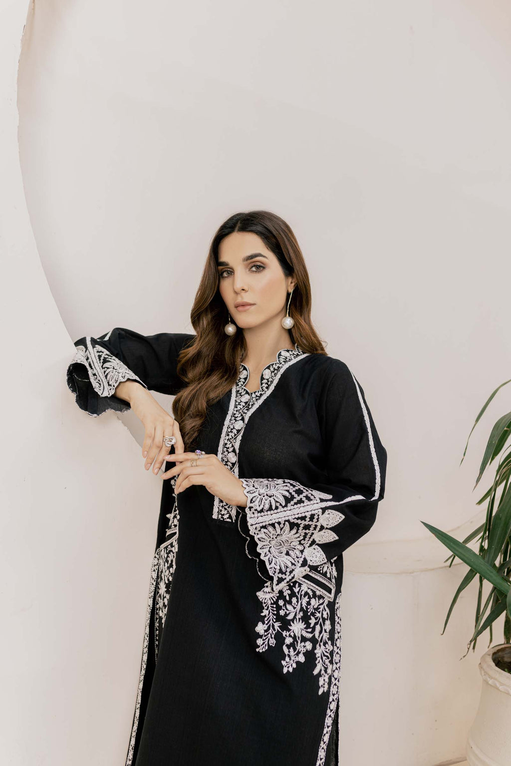 Black Embroidered 2 Piece Suit | Izel | Kafiyat