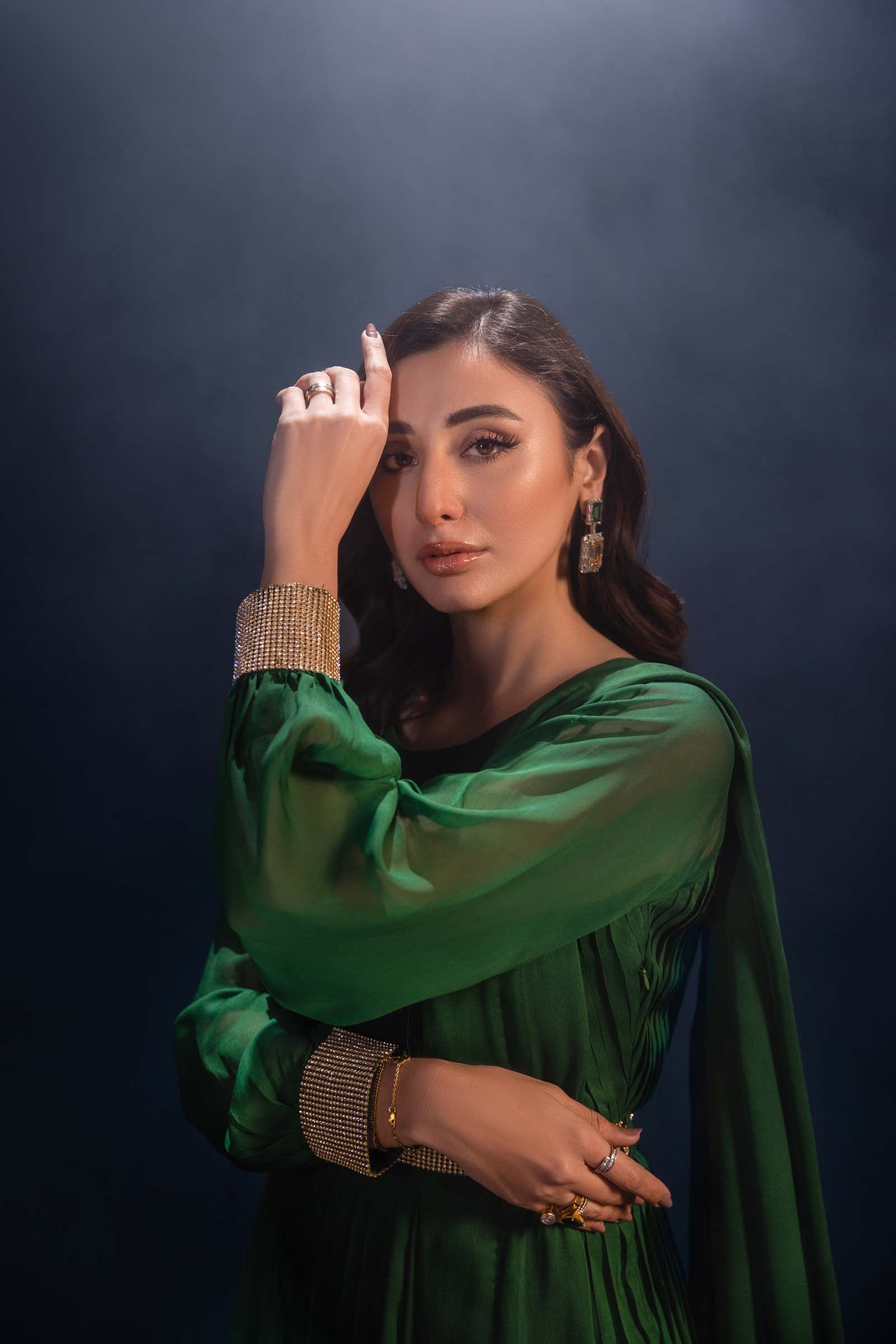 Green Maxi Dress 3 Piece Suit with Gold Detailing | Enchanté | Kai