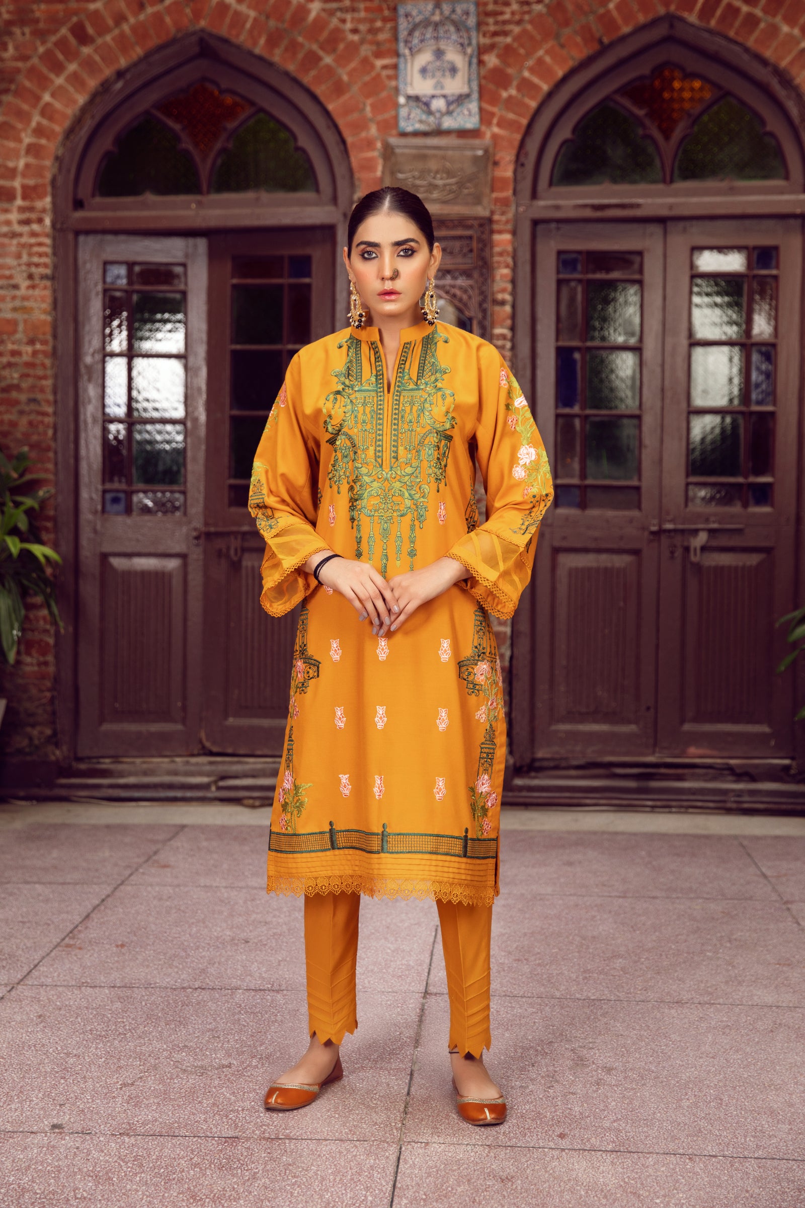 Mustard Embroidered 2 Piece Suit | ZUN | Liyana