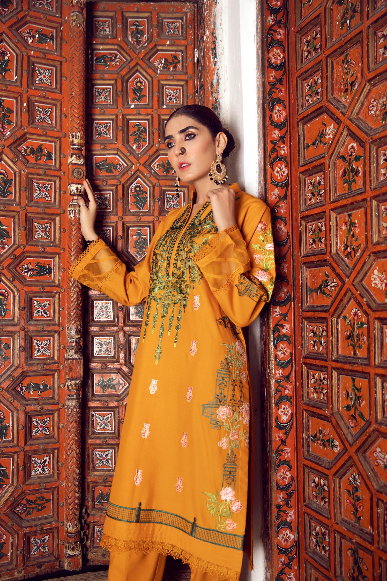 Mustard Embroidered 2 Piece Suit | ZUN | Liyana