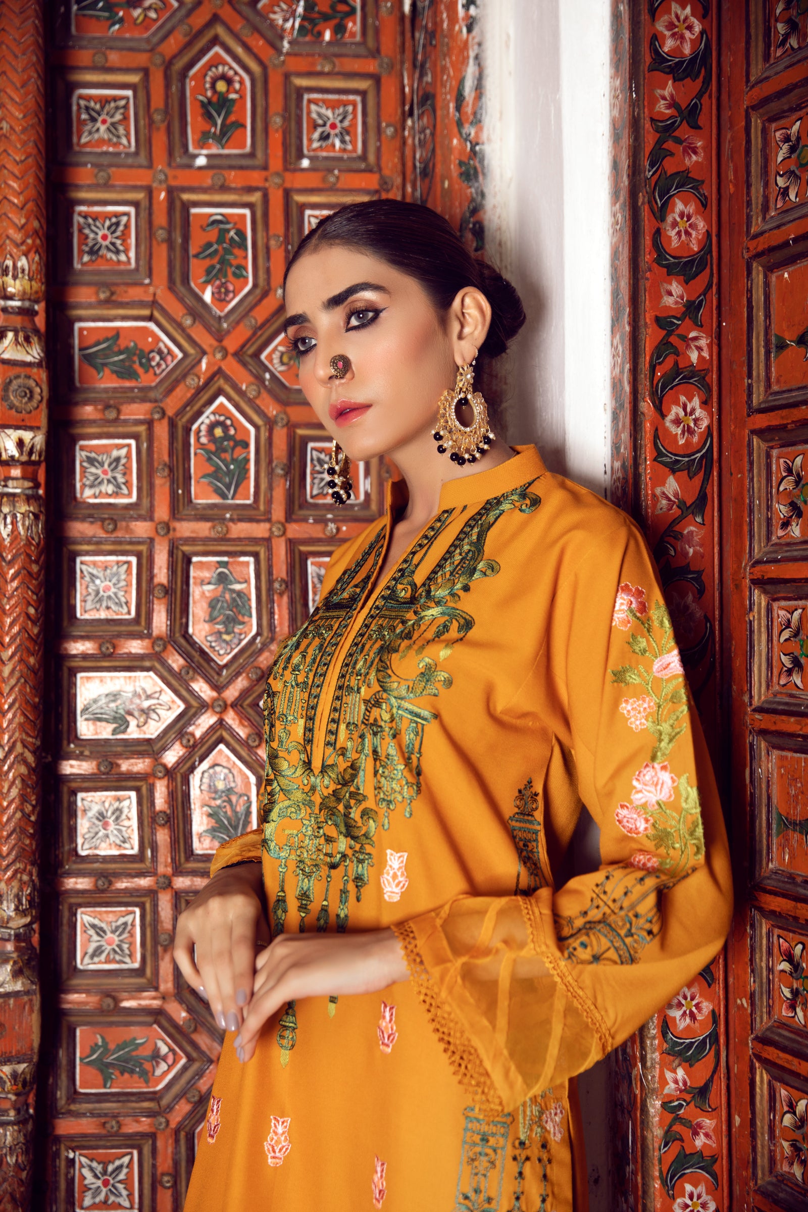 Mustard Embroidered 2 Piece Suit | ZUN | Liyana
