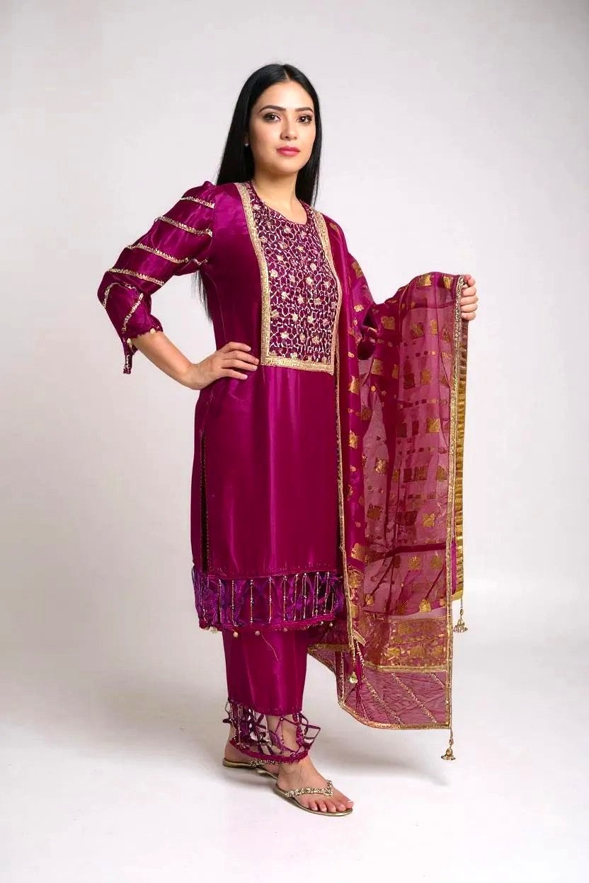 Magenta Embroidered 3 Piece Suit | SK Designs | SKF2