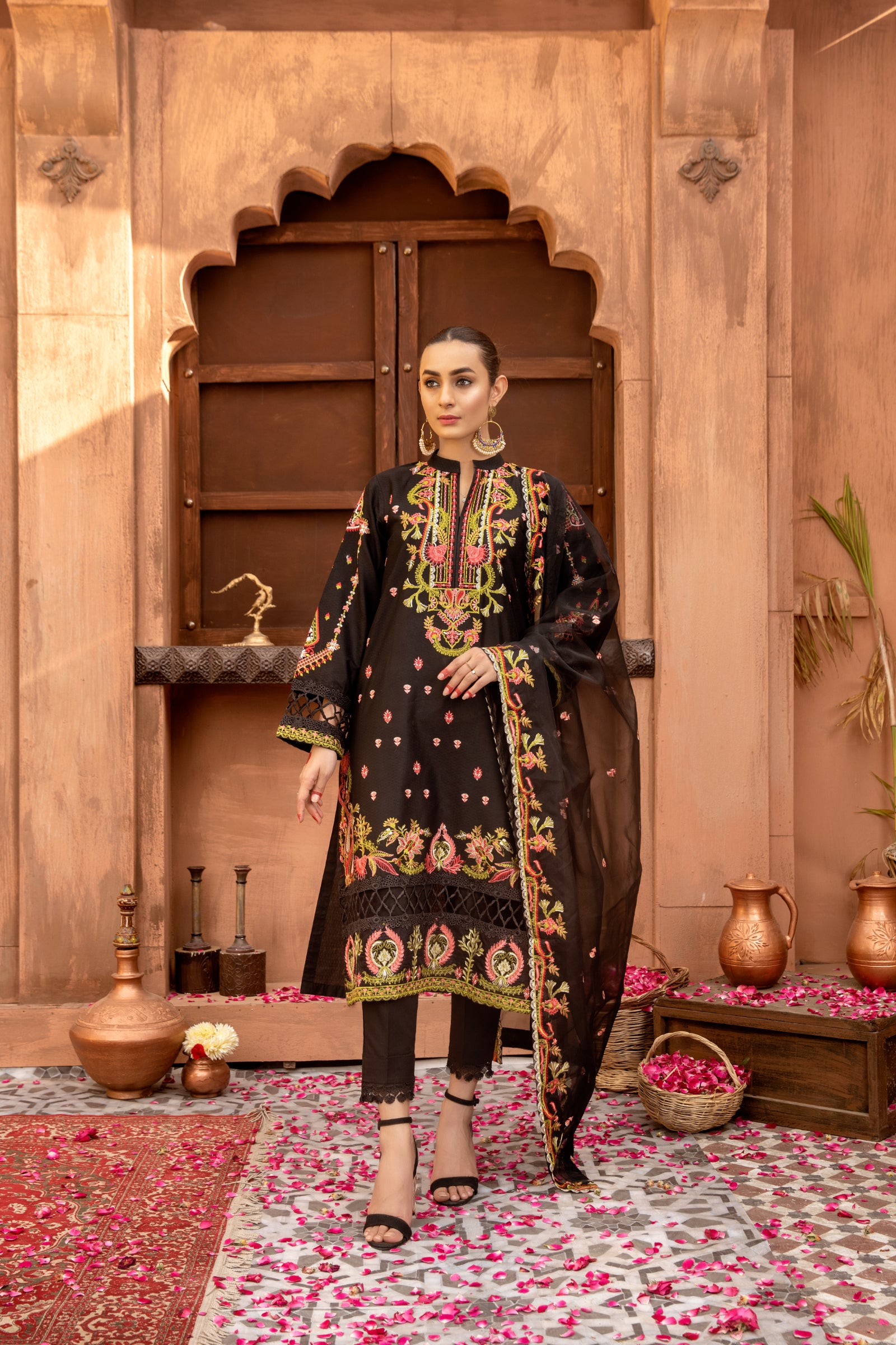 Black Embroidered 3 Piece Suit | ZUN | Mahira