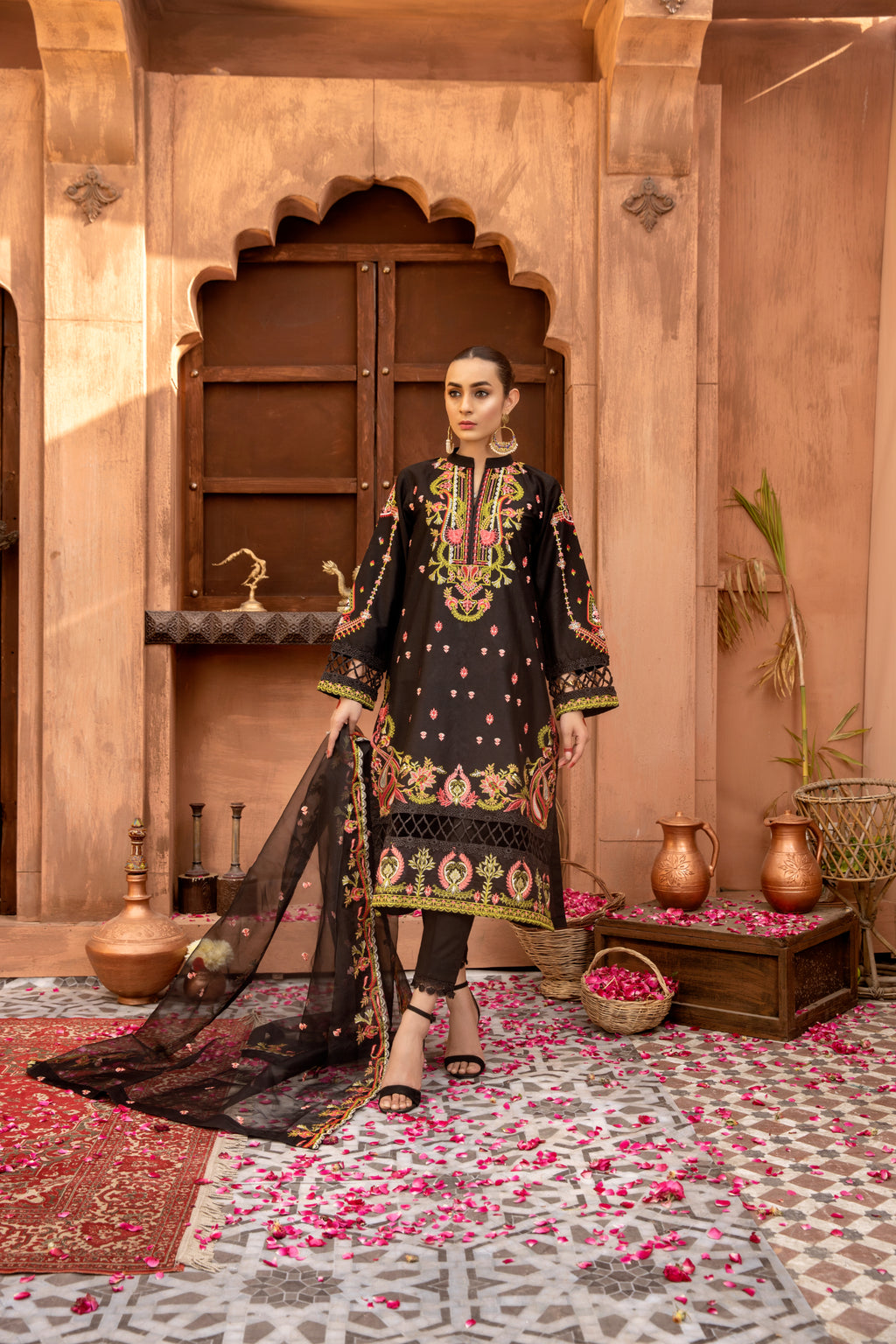 Black Embroidered 3 Piece Suit | ZUN | Mahira