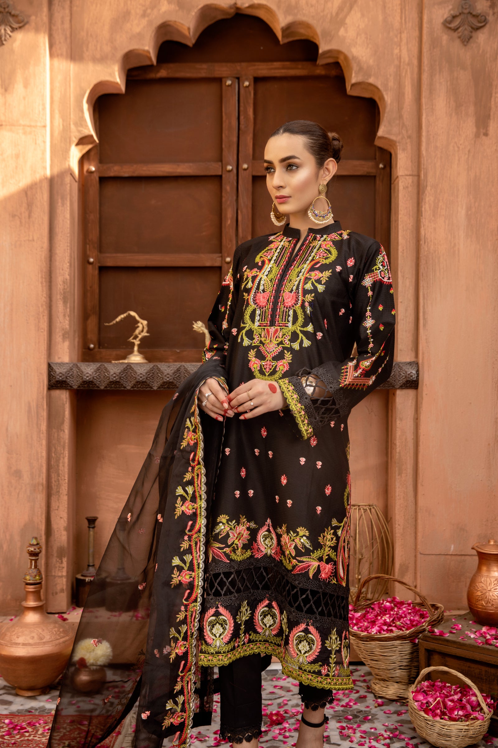Black Embroidered 3 Piece Suit | ZUN | Mahira