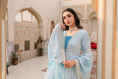 Blue Adda Work Formal 3 Piece Suit | Mumtaz | Malika E Jahan