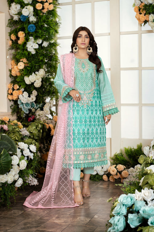 Aqua Embroidered 3 Piece Suit | ZUN | Naira