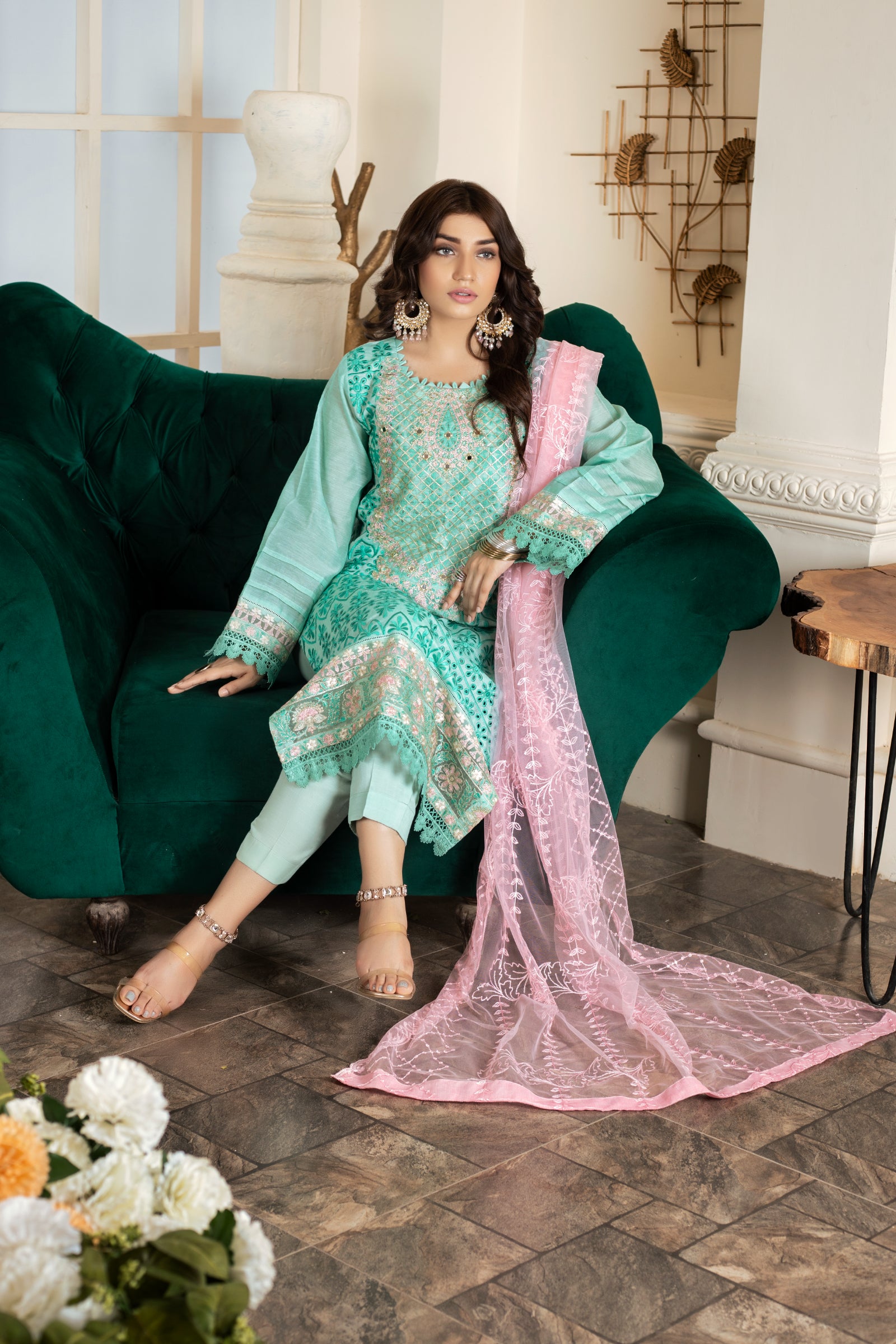Aqua Embroidered 3 Piece Suit | ZUN | Naira