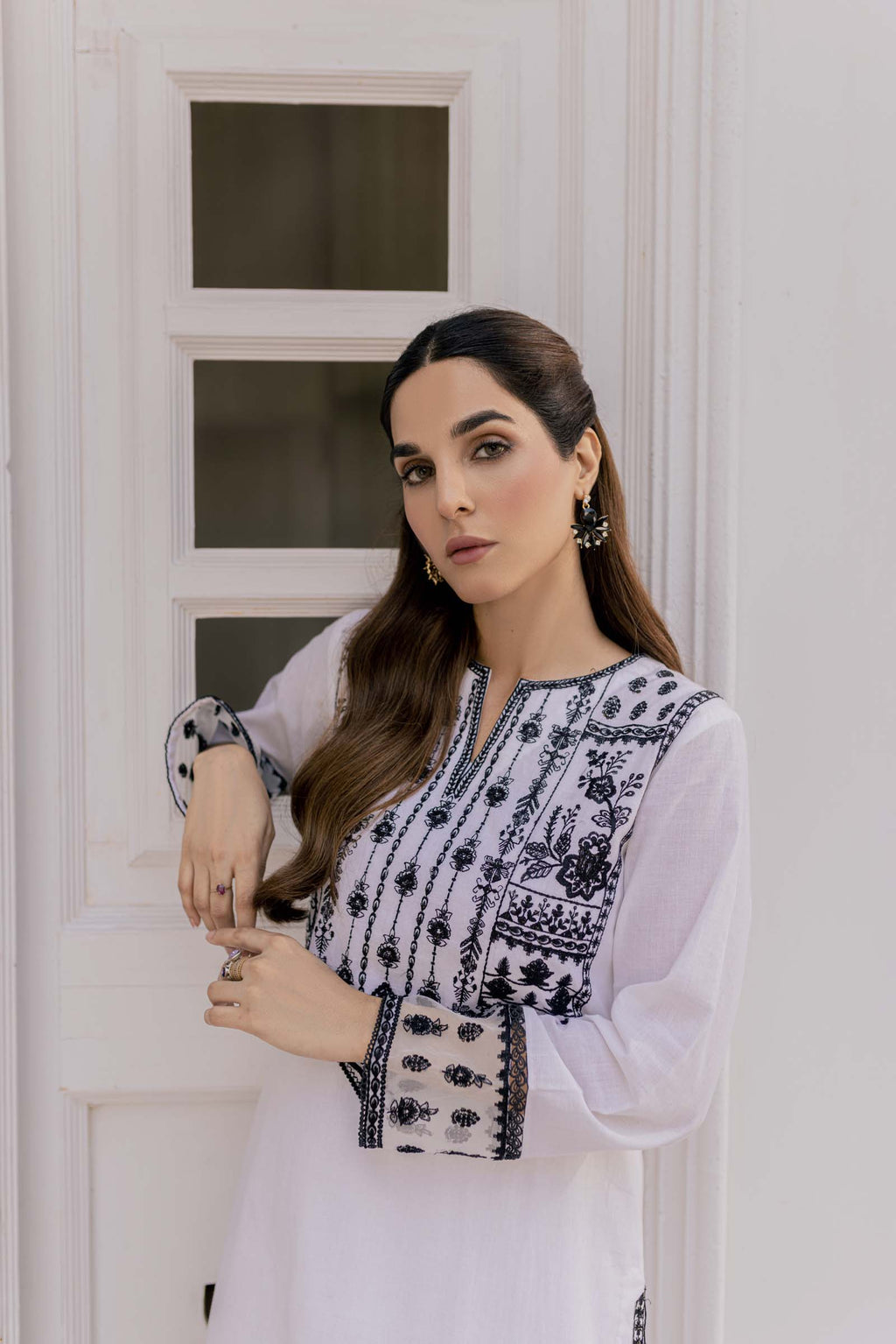 White Embroidered 2 Piece Suit | Izel | Naqsh