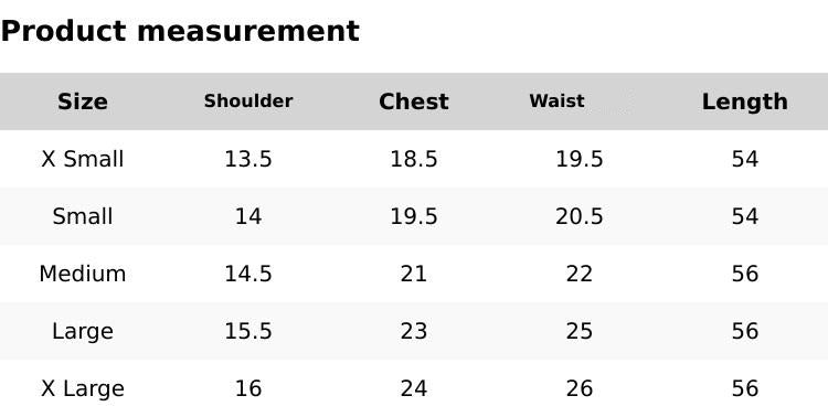 Size chart for Navy Floral Kimono – Belted Modest Wear with Flowing Sleeves | SK-MW06 SK Designs