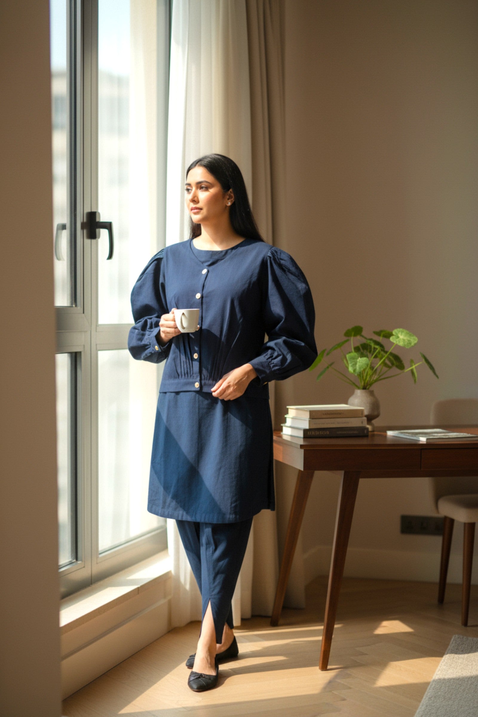 Navy Jacket 3 Piece | Khaddar Edit ’25 | Zareen