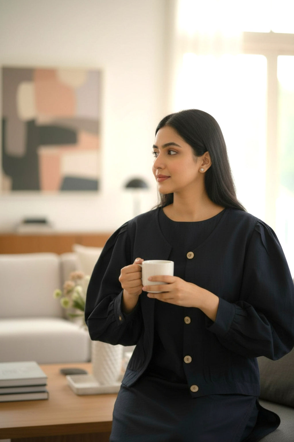 Navy Jacket 3 Piece | Khaddar Edit ’25 | Zareen